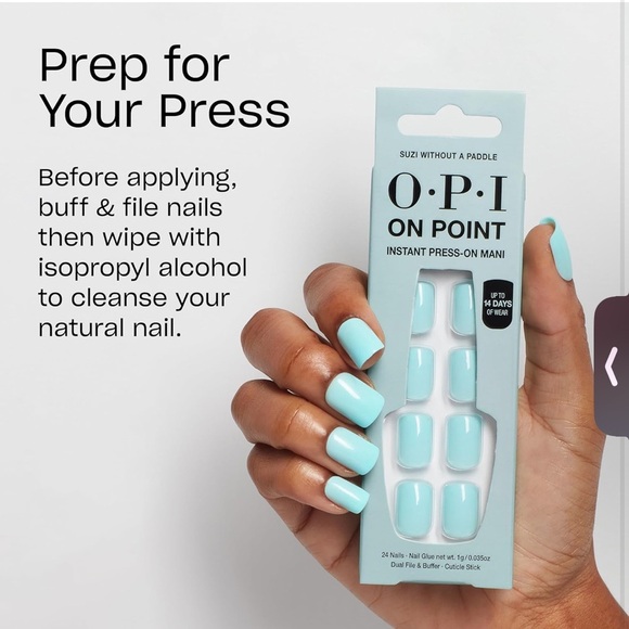 Suzi Without A Paddle | OPI On Point Instant Press-On Mani - Light Blue - Picture 5 of 6
